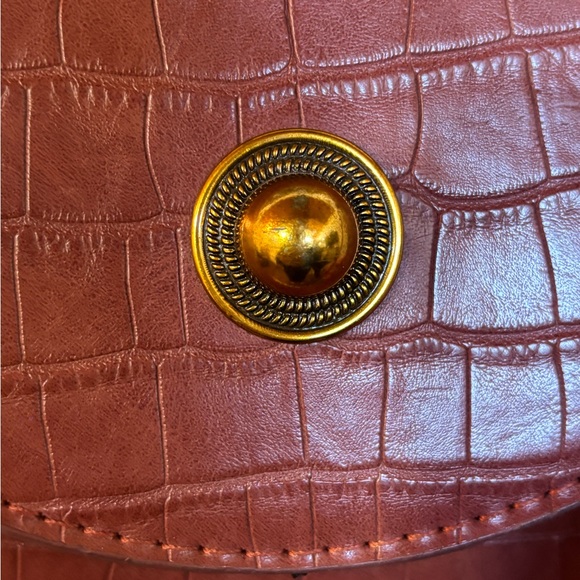 🍂Sweet Level Chic Croc-Embossed Crossbody Bag Rich Brown, Purse Scarf Included🍂 - Picture 4 of 16